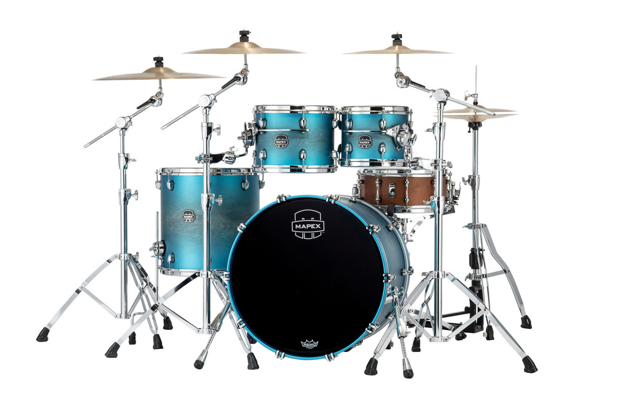 Mapex Saturn Evolution Rock 4 Piece Shell Pack Without Snare - Exotic Azure Burst (SE529XMPT)