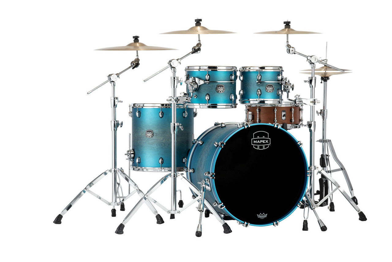 Mapex Saturn Evolution Rock 4 Piece Shell Pack Without Snare - Exotic Azure Burst (SE529XBPT)
