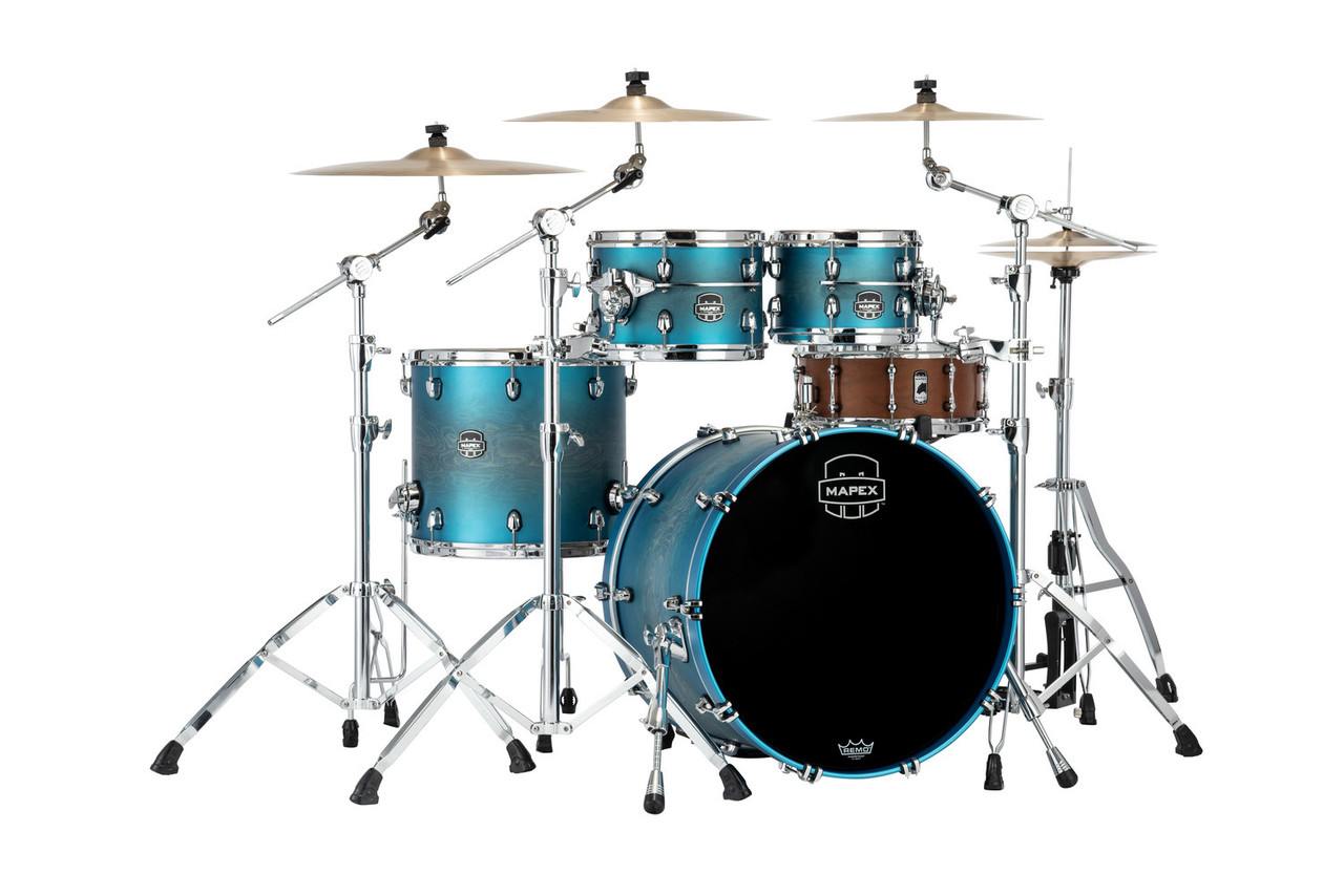 Mapex Saturn Evolution Classic 4 Piece Shell Pack Without Snare - Exotic Azure Burst (SE529XEBPT) | Musician Madness