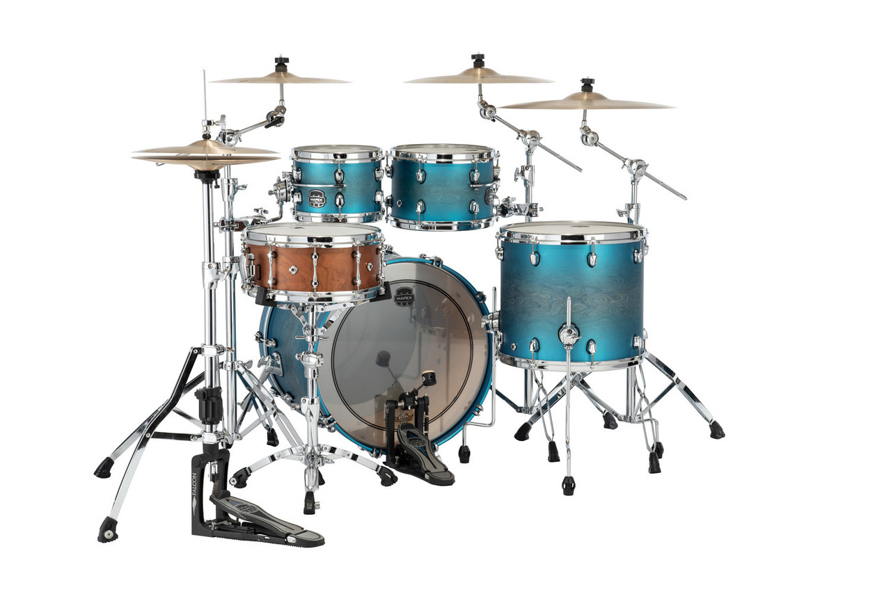 Mapex Saturn Evolution Classic 4 Piece Shell Pack Without Snare - Exotic Azure Burst (SE529XEBPT) | Musician Madness