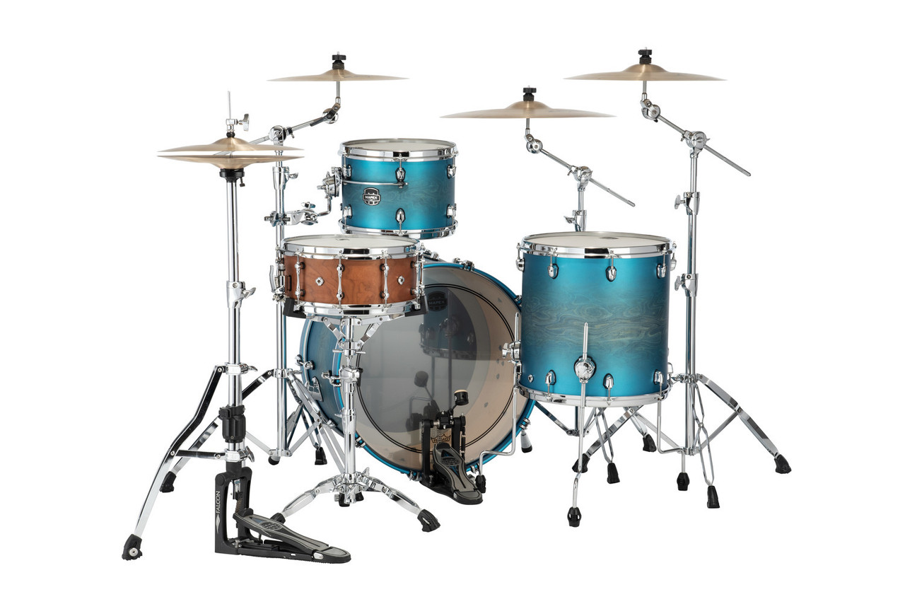 Mapex Saturn Evolution Hybrid Powerhouse Rock 3 Piece Shell Pack Without Snare - Exotic Azure Burst (SE446XHPT)