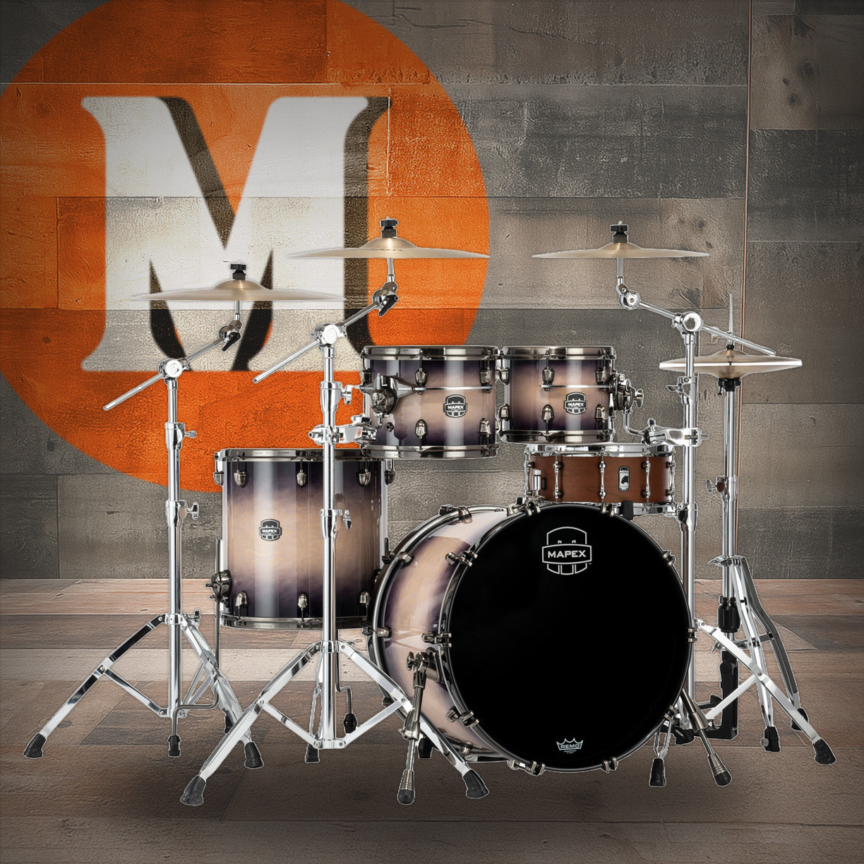 Mapex Saturn Evolution Rock 4 Piece Shell Pack Without Snare - Exotic Violet Burst (SE529XMBPZ)