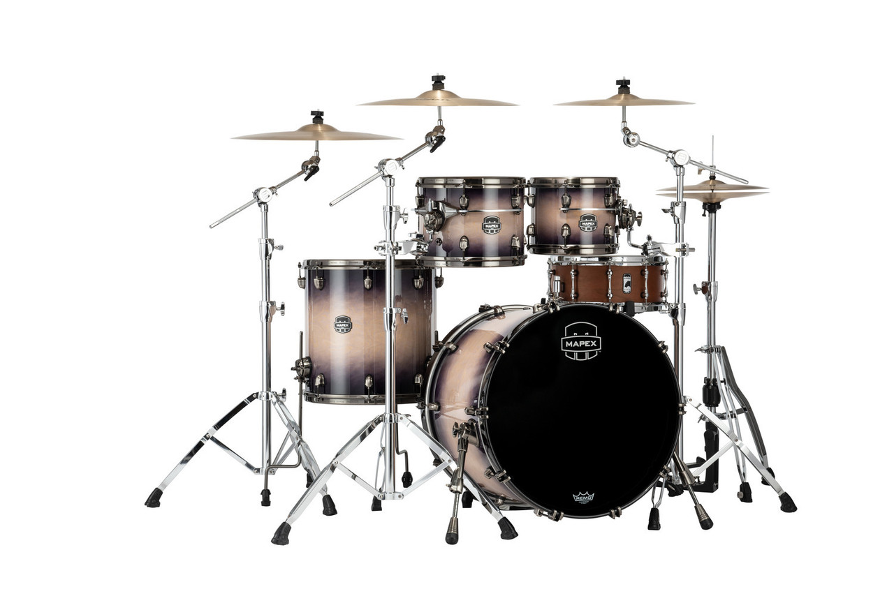 Mapex Saturn Evolution Rock 4 Piece Shell Pack Without Snare - Exotic Violet Burst  (SE529XMBPZ) | Musician Madness