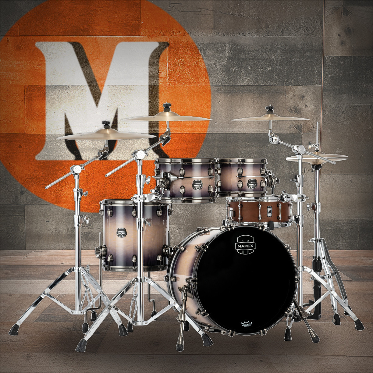 Mapex Saturn Evolution Fusion 4 Piece Shell Pack Without Snare - Exotic Violet Burst (SE504XBBPZ) | Musician Madness