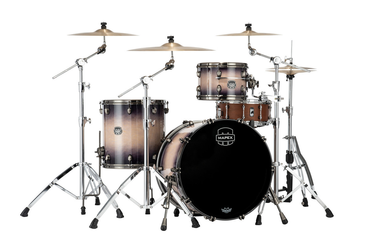 Mapex Saturn Evolution Hybrid Organic Rock 3 Piece Shell Pack Without Snare - Exotic Violet Burst  (SE426XHBPZ) | Musician Madness