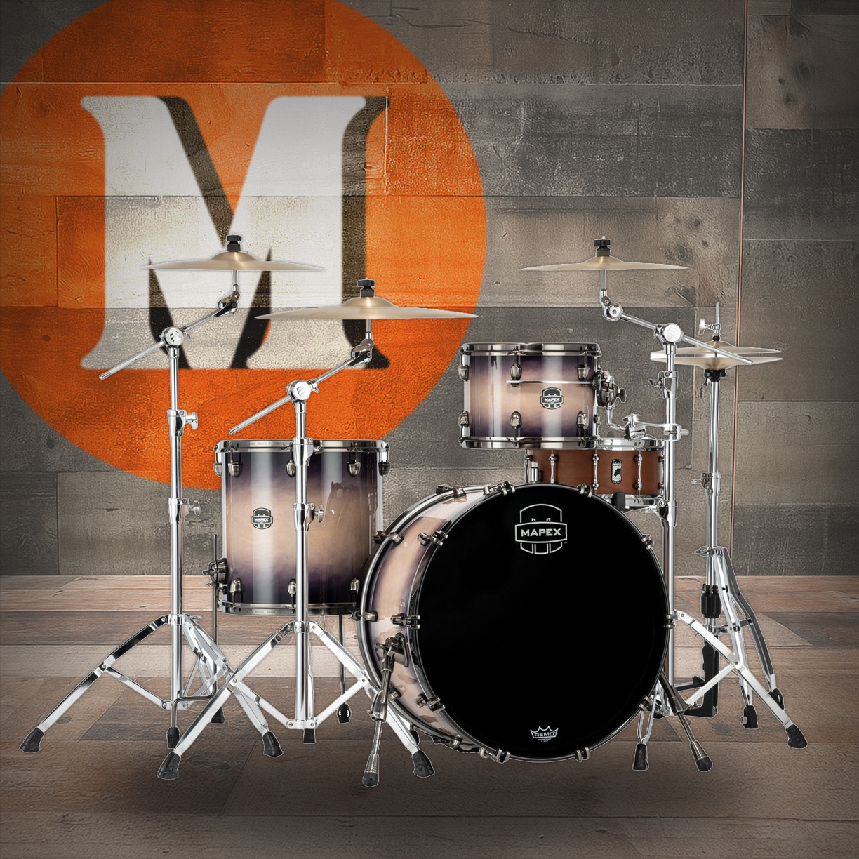 Mapex Saturn Evolution Hybrid Powerhouse Rock 3 Piece Shell Pack Without Snare - Exotic Violet Burst (SE446XHBPZ)