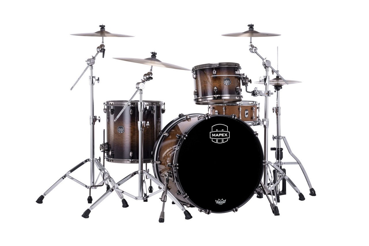 Mapex Saturn Evolution Hybrid Powerhouse Rock 3 Piece Shell Pack Without Snare - Exotic Night Forest Burst  (SE446XHBMZ) | Musician Madness