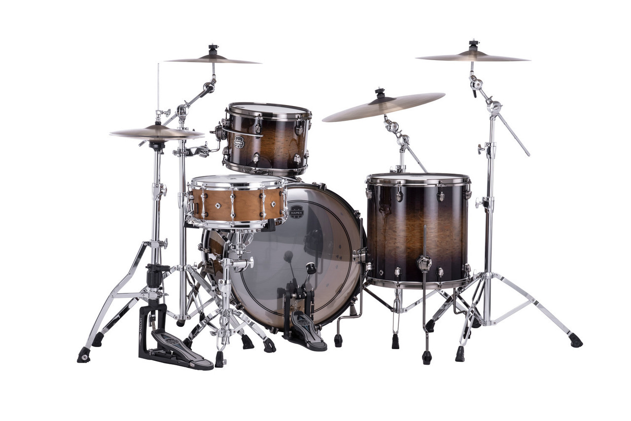 Mapex Saturn Evolution Hybrid Powerhouse Rock 3 Piece Shell Pack Without Snare - Exotic Night Forest Burst  (SE446XHBMZ) | Musician Madness