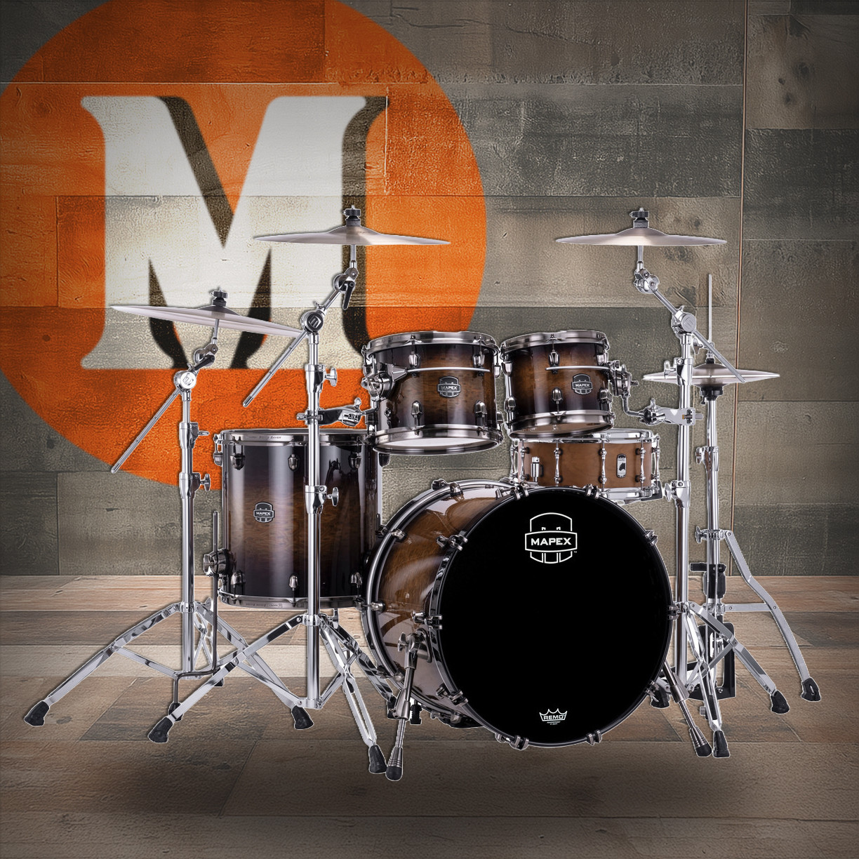 Mapex Saturn Evolution Rock 4 Piece Shell Pack Without Snare - Night Forest Burst (SE529XMBMZ)