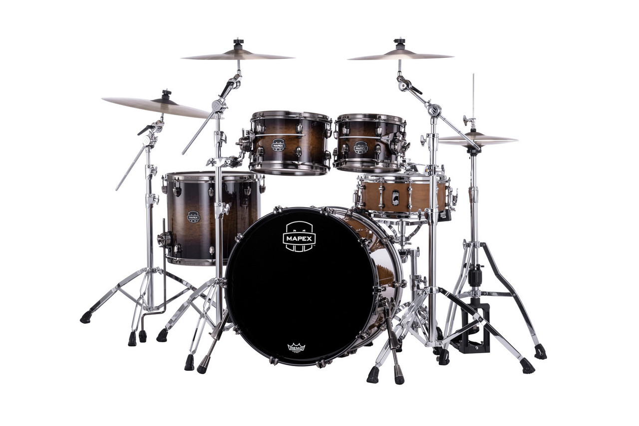 Mapex Saturn Evolution Classic 4 Piece Shell Pack Without Snare - Exotic Night Forest Burst  (SE529XEMBMZ) | Musician Madness