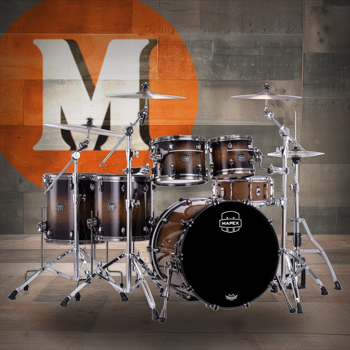 Mapex Saturn Evolution Workhorse 5 Piece Shell Pack Without Snare - Exotic Night Forest Burst (SE628XBBMZ)