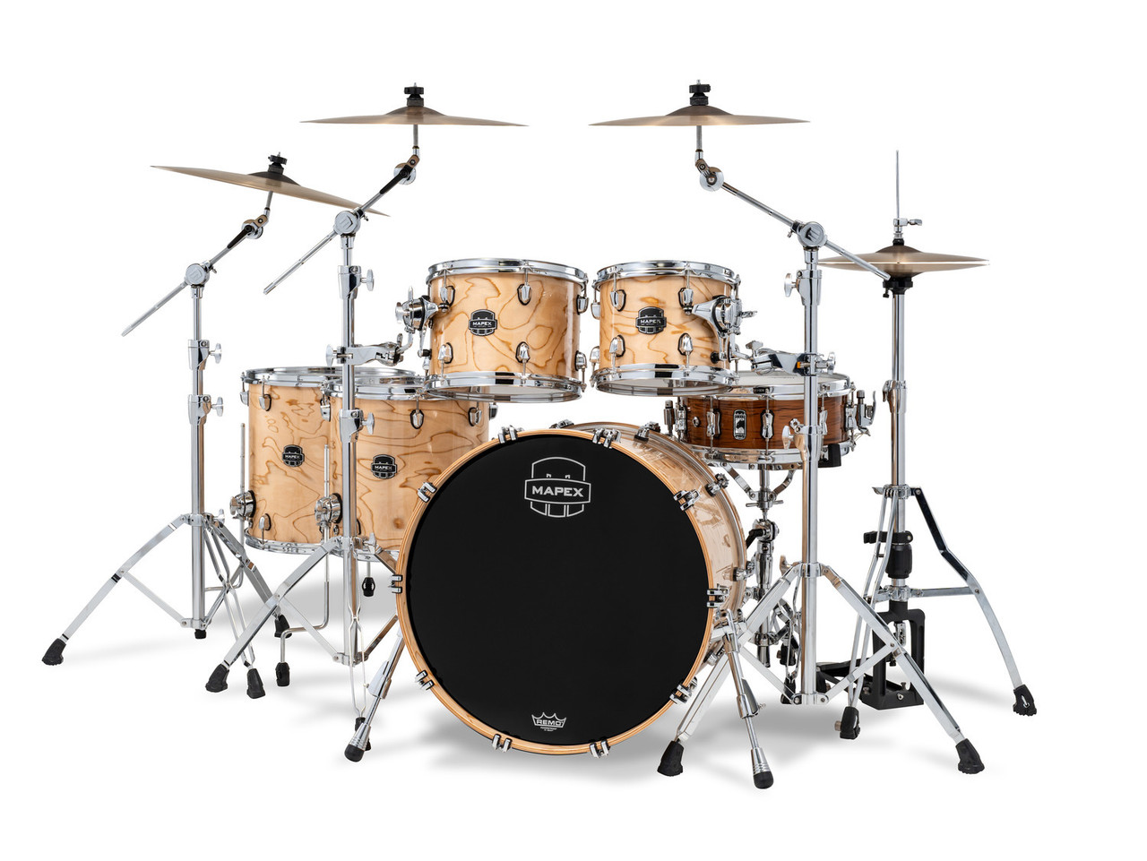 Mapex Saturn VI Standard 5 Piece Shell Pack Without Snare - Exotic Natural Burl (SR628XZXN) | Musician Madness