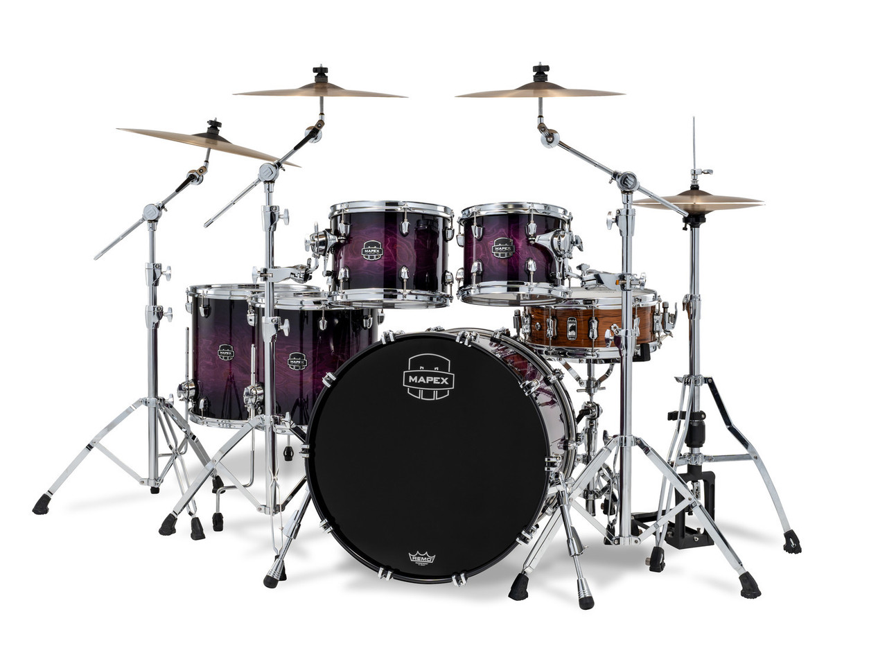 Mapex Saturn VI Standard 5 Piece Shell Pack Without Snare - Royal Purple Burst (SR628XZXP) | Musician Madness