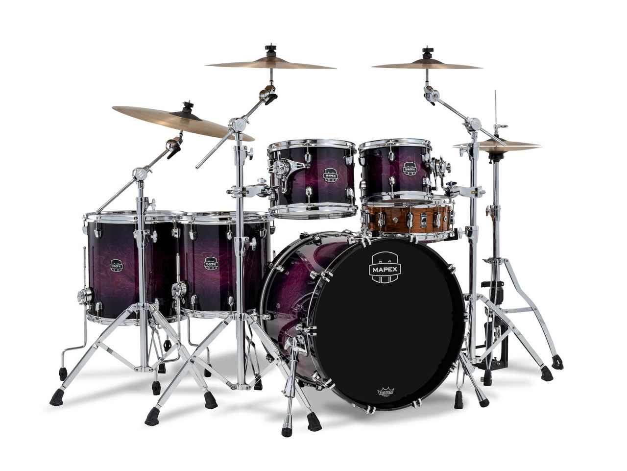 Mapex Saturn VI Standard 5 Piece Shell Pack Without Snare - Royal Purple Burst (SR628XZXP) | Musician Madness