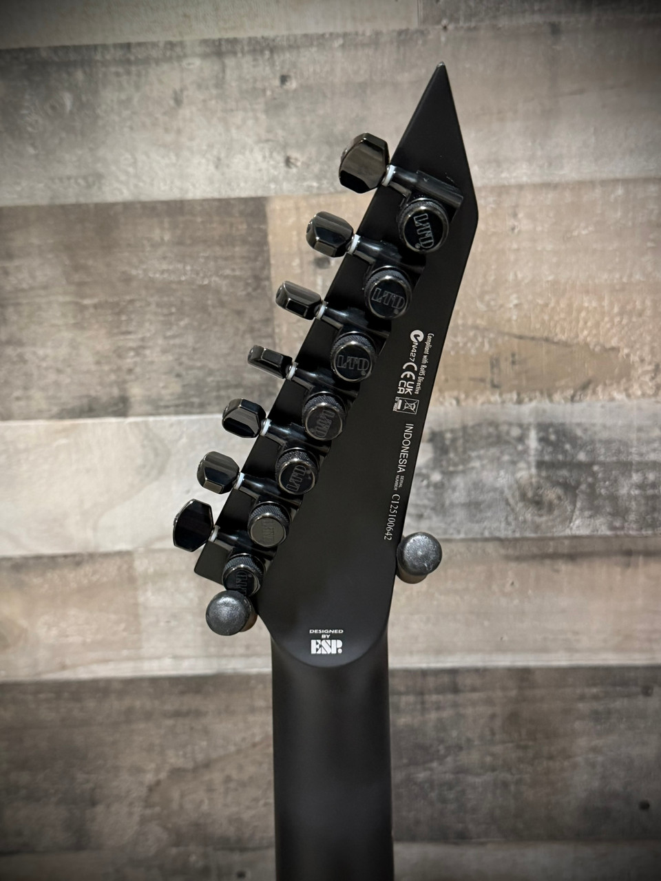 ESP LTD M-7 HT Baritone Black Metal 7-String Electric Guitar - Black Satin (LM7BHTBKMBLKS)