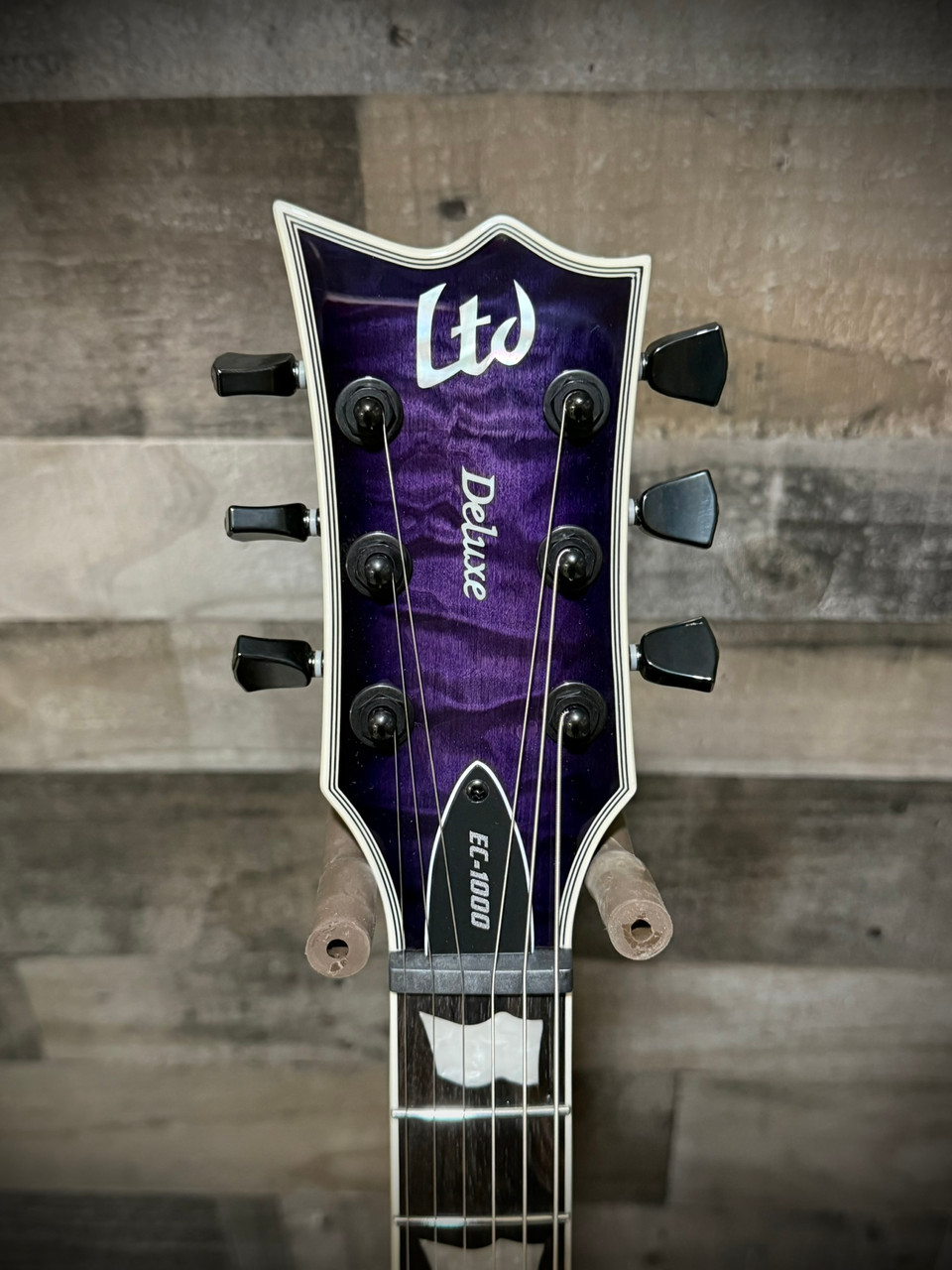 ESP LTD EC-1000 QM Left Handed Electric Guitar - See Thru Purple Sunburst (LEC1000QMSTPSBLH) | Musician Madness