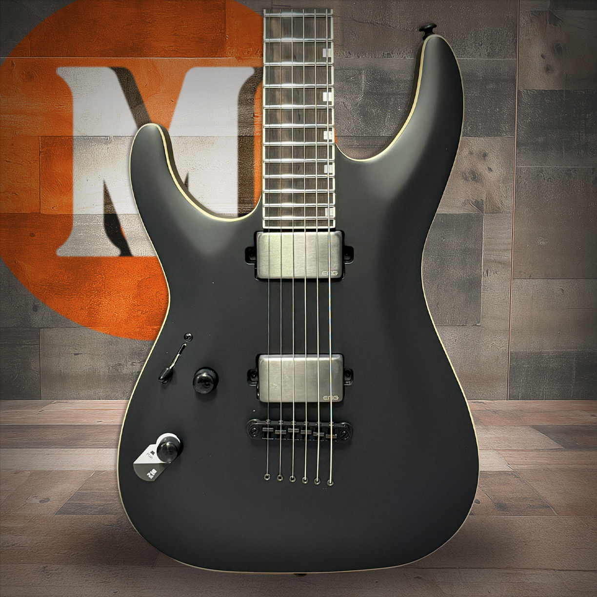 ESP LTD M-1000B Baritone Electric Guitar Black Satin (LM1000BBLKSLH)|Musician Madness