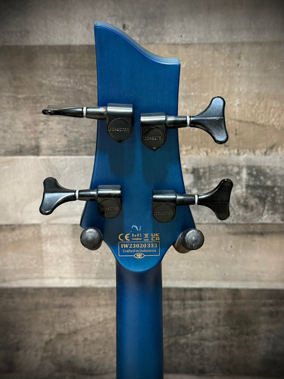 Schecter C-4 GT Bass - Satin Trans Blue w/ Black Racing Stripe (B-Stock) (708) | Musician Madness