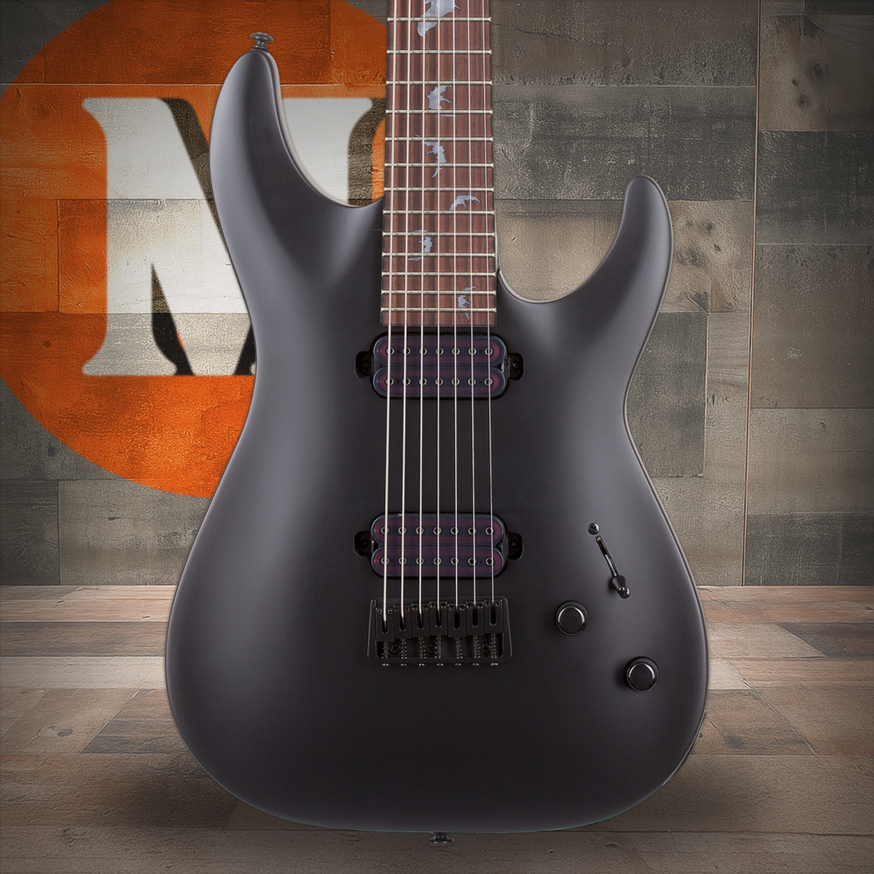Schecter Damien-7 Electric Guitar - Satin Black (2472) | Musician Madness