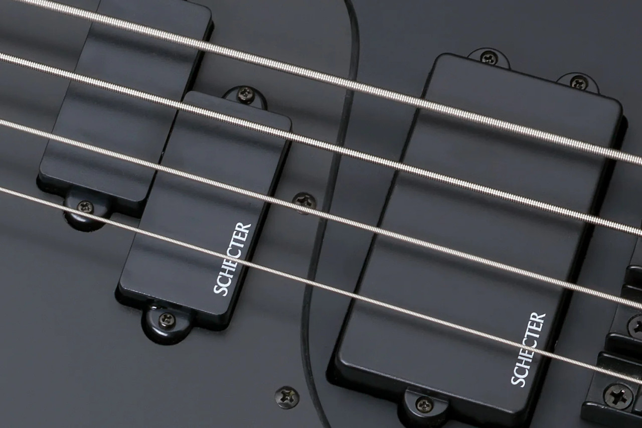 Schecter Stiletto Stealth-4 Left Hand Bass Guitar - Satin Black (2526)