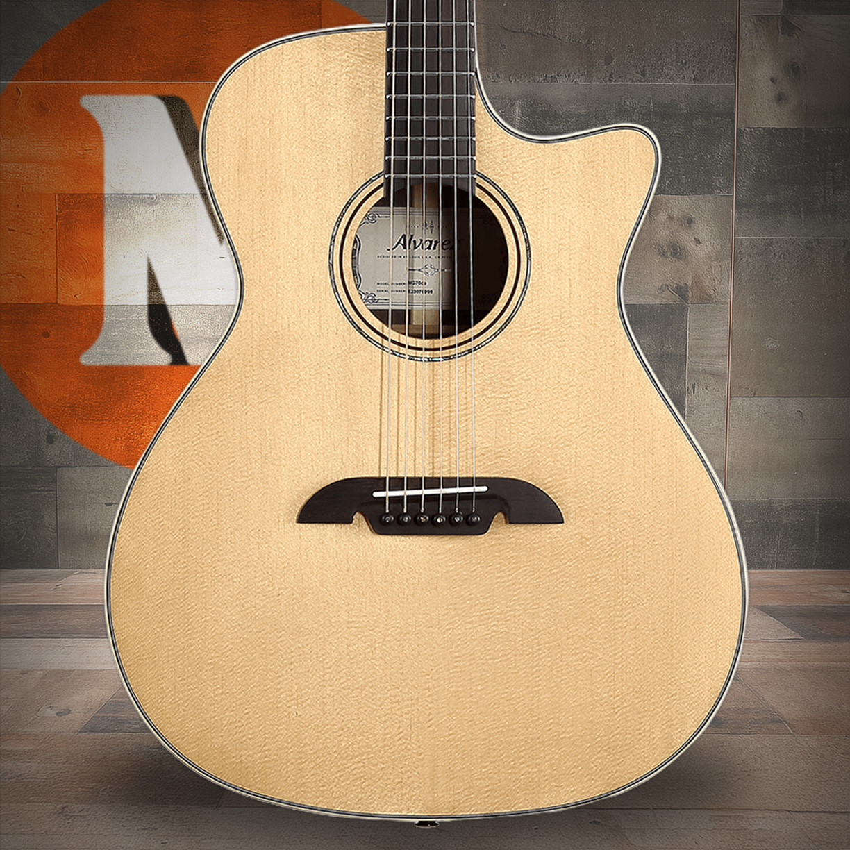 Alvarez Masterworks Grand Auditorium Guitar Acoustic Electric Armrest Bevel with Cutaway (MG70ce) | Musician Madness