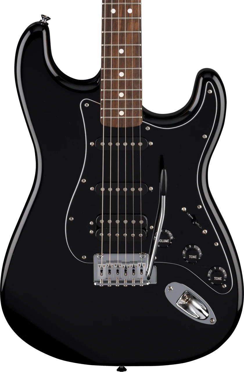 Fender Standard Stratocaster HSS, Laurel Fingerboard, Black Pickguard, Black | Musician Madness