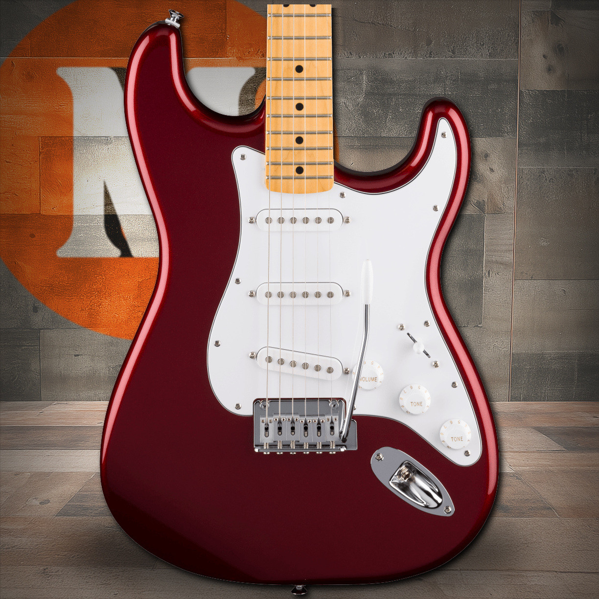 Fender Standard Stratocaster Maple Fingerboard, White Pickguard, Candy Cola | Musician Madness
