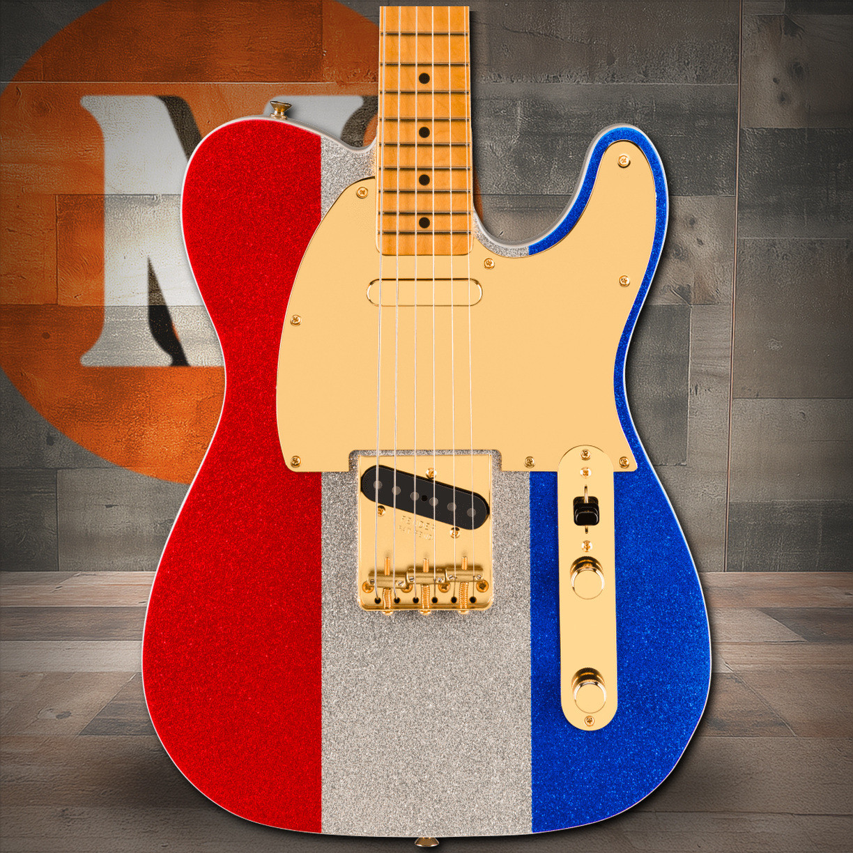 Fender Buck Owens Telecaster Maple Fingerboard, Red, Silver and Blue Sparkle | Musician Madness