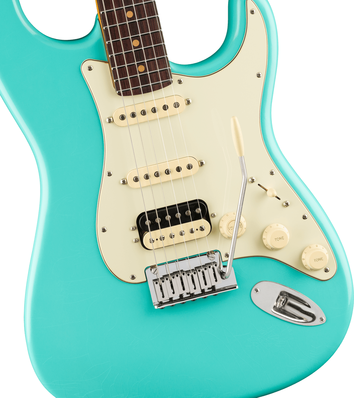 Fender American Ultra Luxe Vintage '60s Stratocaster HSS, Rosewood Fingerboard, Sea Foam Green | Musician Madness