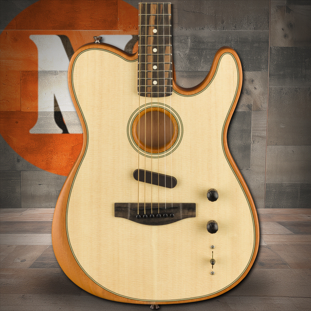 Fender American Acoustasonic Telecaster Ebony Fingerboard, Natural | Musician Madness