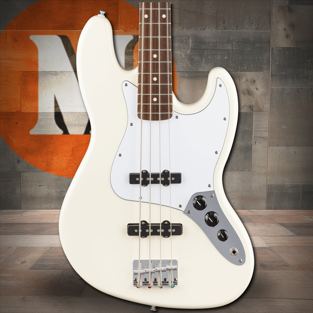 Fender Standard Jazz Bass Laurel Fingerboard, White Pickguard, Olympic White | Musician Madness