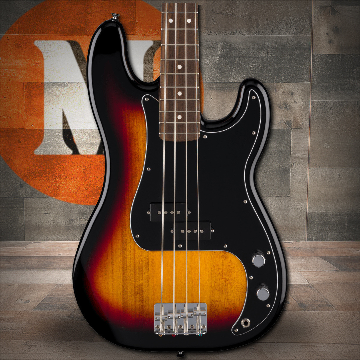 Fender Standard Precision Bass Laurel Fingerboard, Black Pickguard, 3-Color Sunburst | Musician Madness