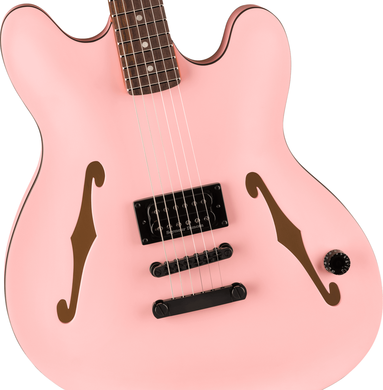 Fender Tom DeLonge Starcaster Rosewood Fingerboard, Black Hardware, Satin Shell Pink | Musician Madness