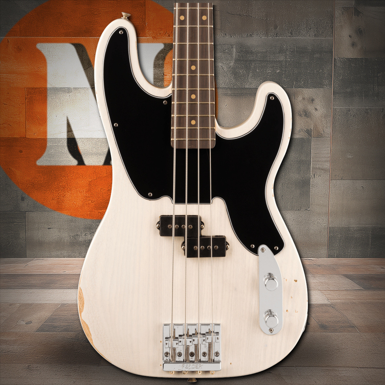 Fender Mike Dirnt Road Worn Precision Bass Rosewood Fingerboard, White Blonde | Musician Madness