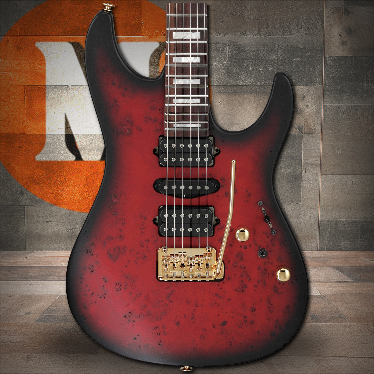 Ibanez Kiko Loureiro Signature 6 String Electric Guitar w/Case - Transparent Ruby Red (KIKO100TRR)