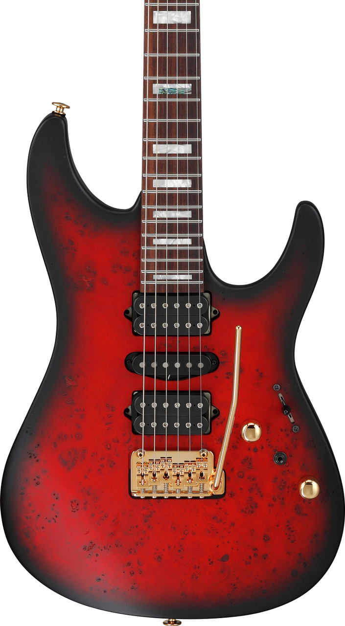 Ibanez Kiko Loureiro Signature 6 String Electric Guitar w/Case - Transparent Ruby Red (KIKO100TRR)