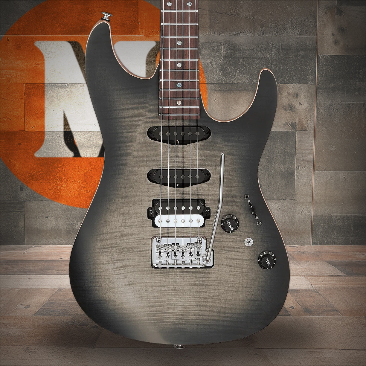 Ibanez Tom Quayle Signature 6 String Electric Guitar w/Case - Charcol Black Burst Flat (TQM2CUF) | Musician Madness
