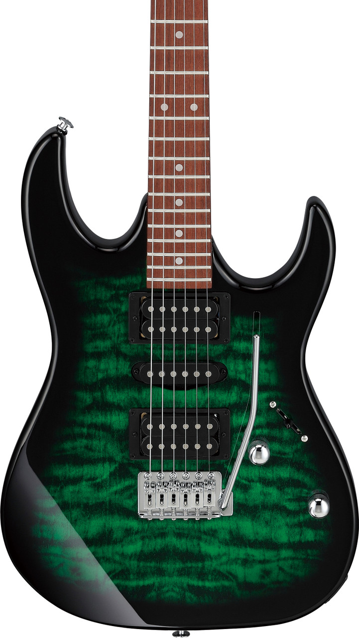 Ibanez GIO RX 6 String Electric Guitar - Transparent Emerald Burst (GRX70QATEB)