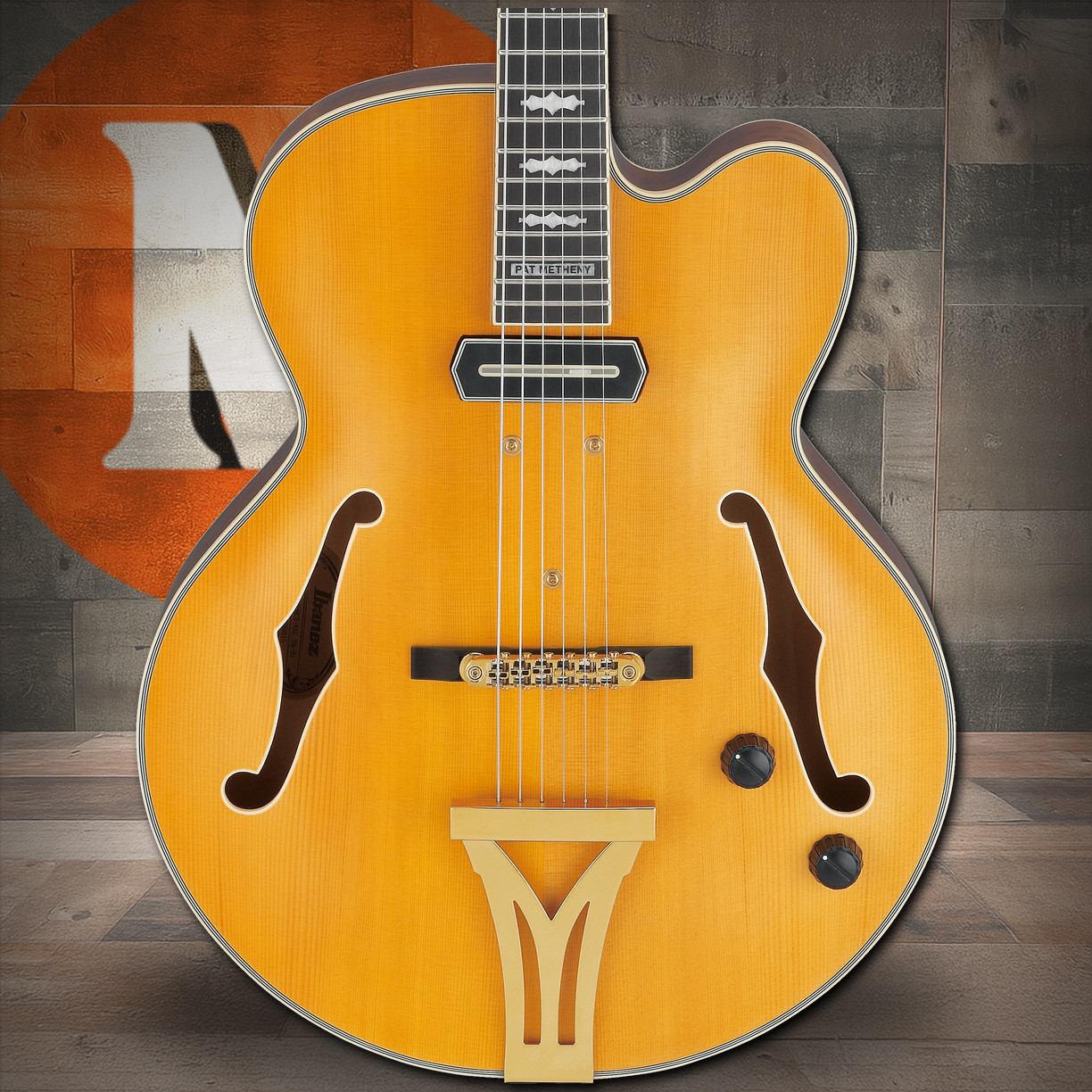 Ibanez Pat Metheny Signature 6 String Electric Guitar w/Case - Natural Amber Low Gloss (PM3CNAL)