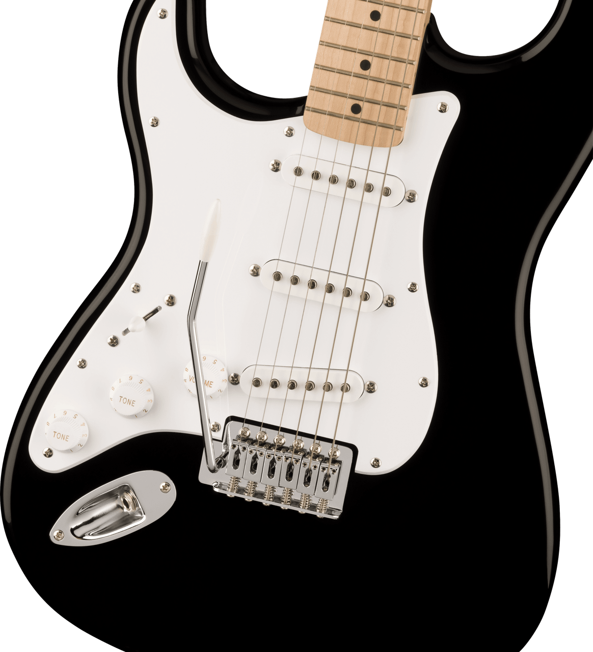 Squier Squier Sonic Stratocaster Left-Handed - Maple Fingerboard - White Pickguard - Black | Musician Madness