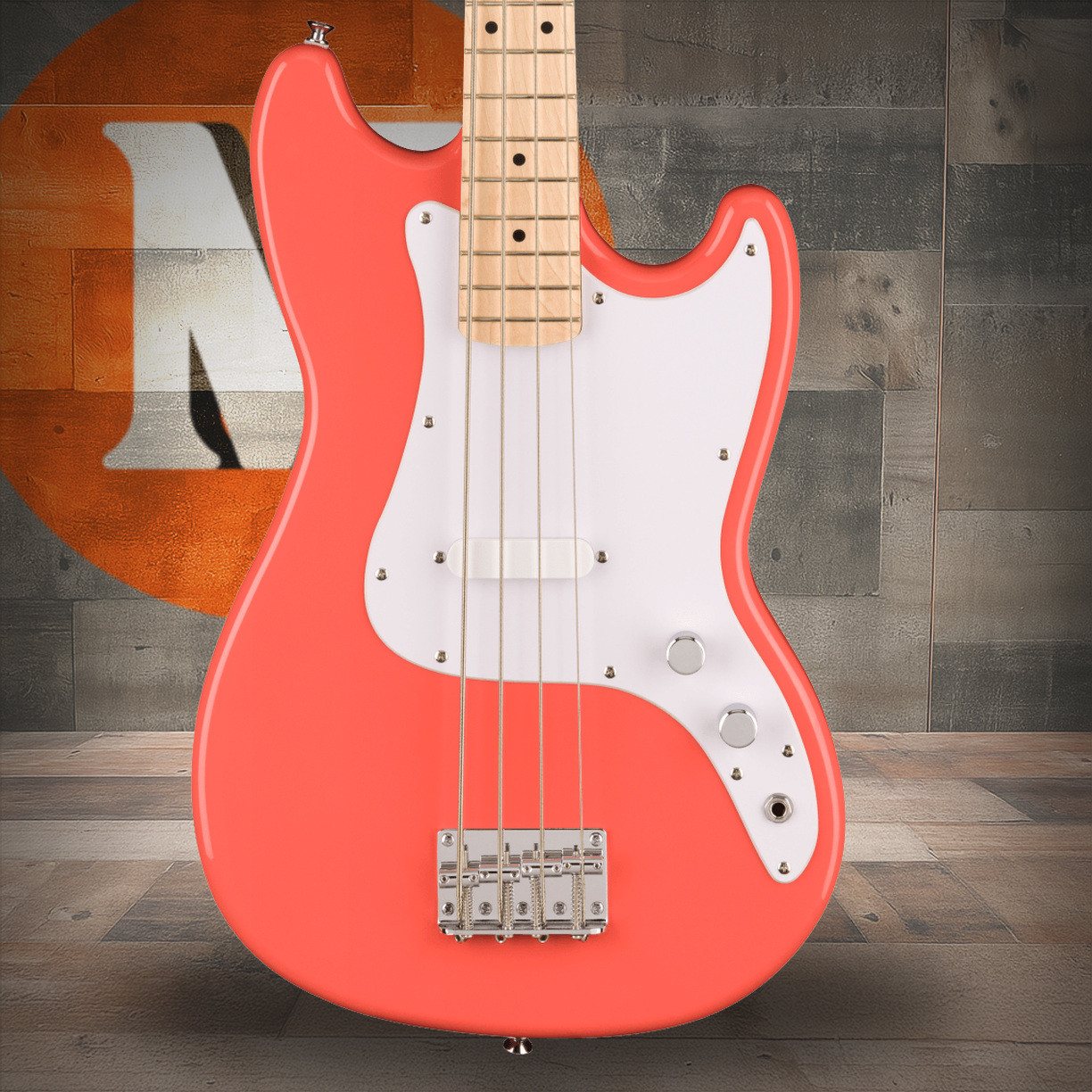 Squier Squier Sonic Bronco Bass - Maple Fingerboard - White Pickguard - Tahitian Coral | Musician Madness
