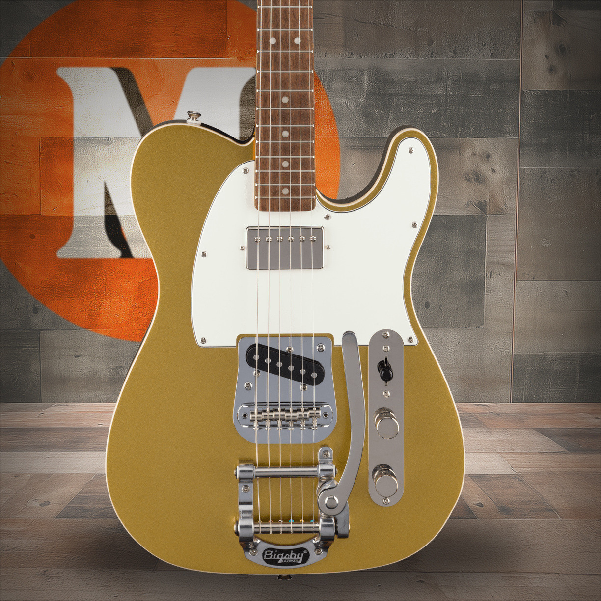 Squier Classic Vibe Custom Telecaster SH with Bigsby - Parchment Pickguard - Aztec Gold | Musician Madness