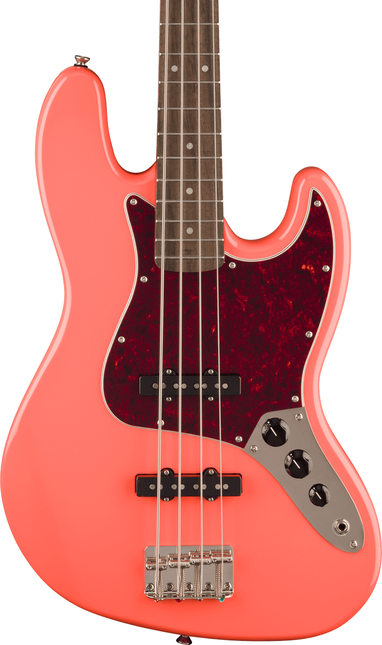 Squier Classic Vibe '60s Jazz Bass - Laurel Fingerboard - Tortoishell Pickguard - Tahitian Coral | Musician Madness