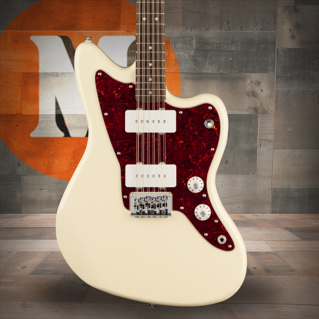 Squier Paranormal Jazzmaster XII - Laurel Fingerboard - Tortoiseshell Pickguard - Olympic White | Musician Madness