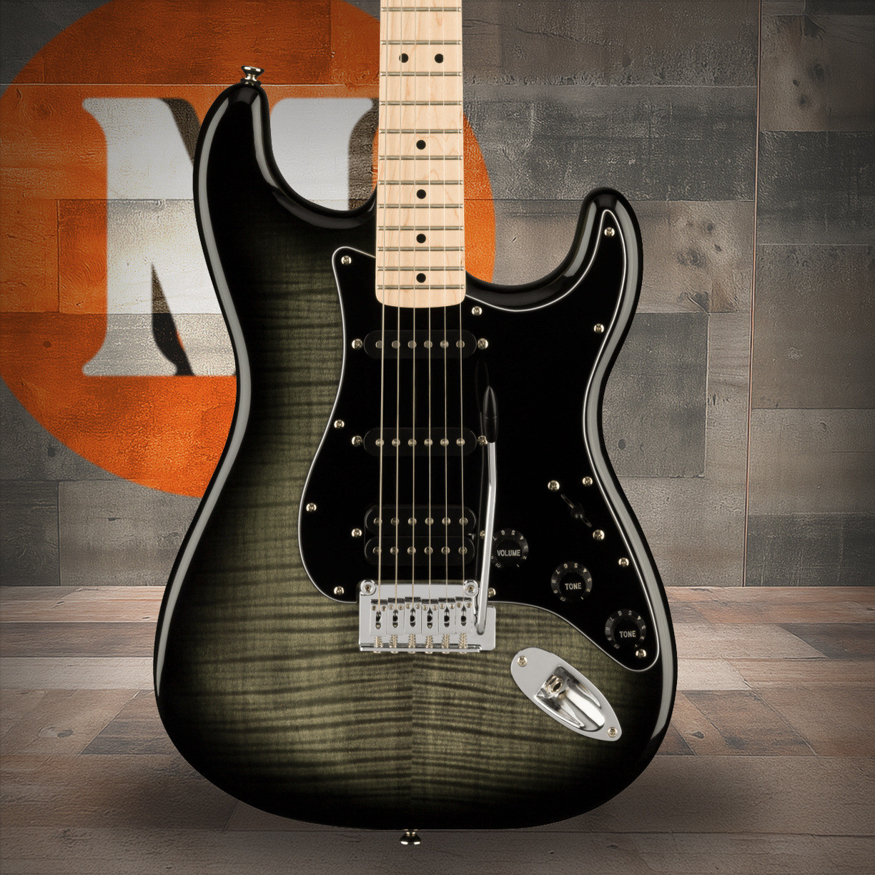 Squier Affinity Series Stratocaster FMT HSS - Maple Fingerboard - Black Pickguard - Black Burst | Musician Madness