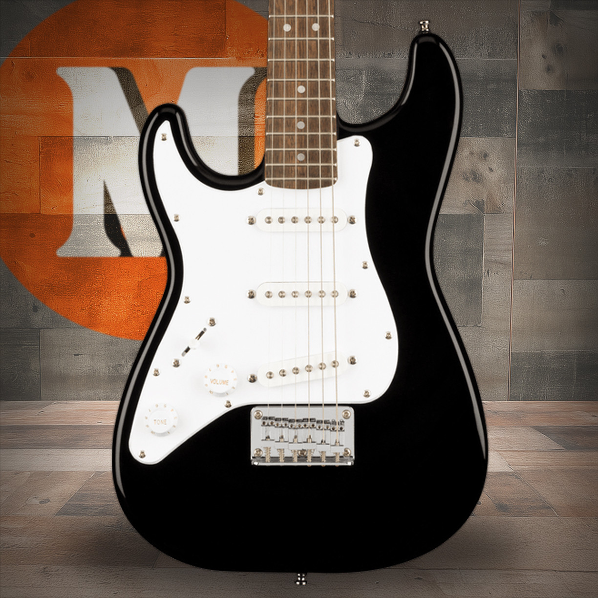 Squier Mini Stratocaster Left-Handed - Laurel Fingerboard - White Pickguard - Black | Musician Madness