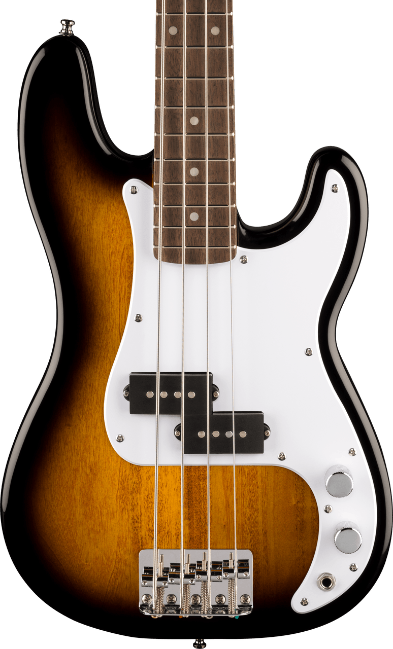 Squier Mini Precision Bass - Laurel Fingerboard - White Pickguard - 2-Color Sunburst | Musician Madness