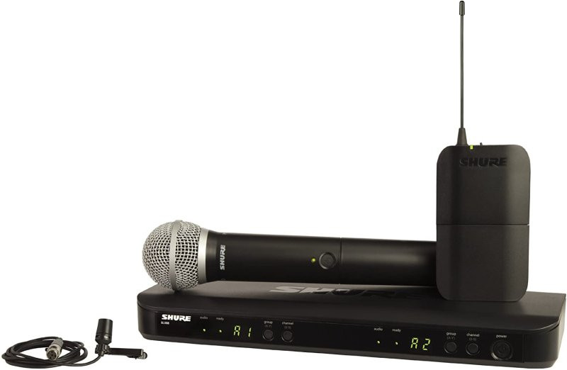 Shure BLX1288/CVL-J11 Wireless Combo System with PG58 Handheld and CVL Lav Mic J11 Band | Musician Madness