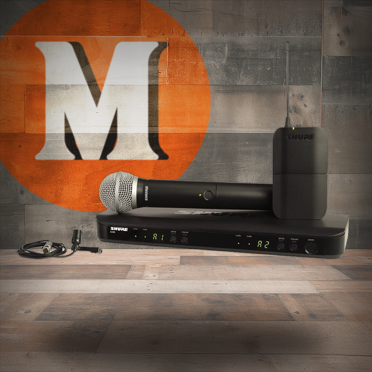 Shure BLX1288/CVL-J11 Wireless Combo System with PG58 Handheld and CVL Lav Mic J11 Band | Musician Madness