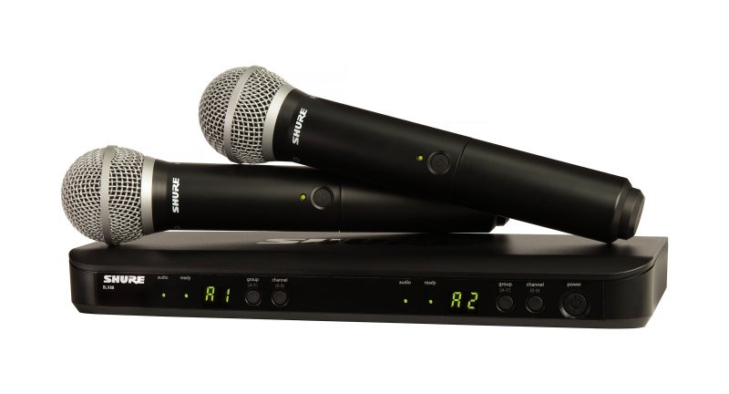 Shure BLX288/PG58-H10 Wireless Dual Vocal System With Two PG58 Handheld Transmitters | Musician Madness